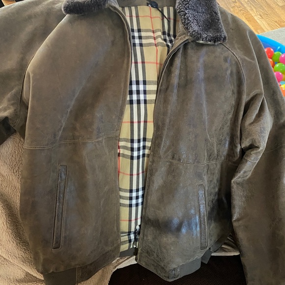 Vintage Burberry London Leather/Suede Jacket with removable collar Size 42 - Picture 4 of 8